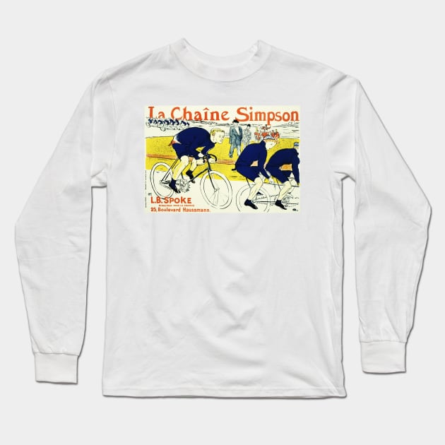 La Chaine Simpson Cycles Henri Toulouse Lautrec Vintage French Advertising Long Sleeve T-Shirt by vintageposters